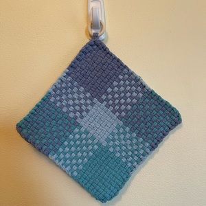 Handmade 8x8 potholders/trivets with wooden ring